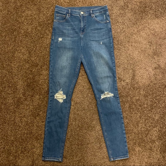 Topshop high-waisted ripped Moto skinny jeans - Picture 2 of 6